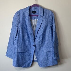 Talbots Plus Linen Blazer Blue